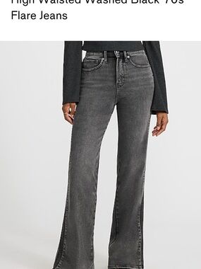 Express Washed Black High-Rise Flare Jeans